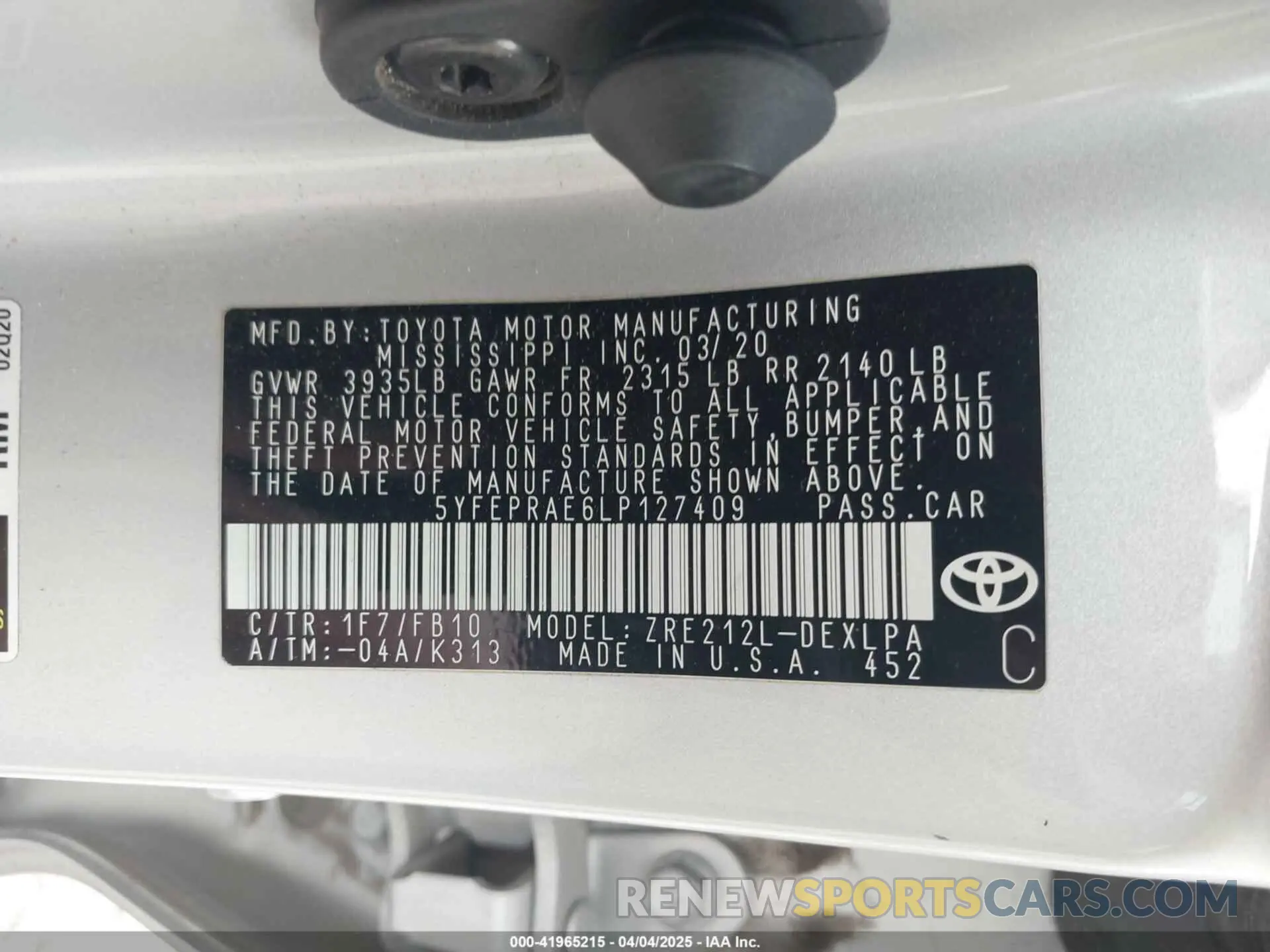 9 Photograph of a damaged car 5YFEPRAE6LP127409 TOYOTA COROLLA 2020
