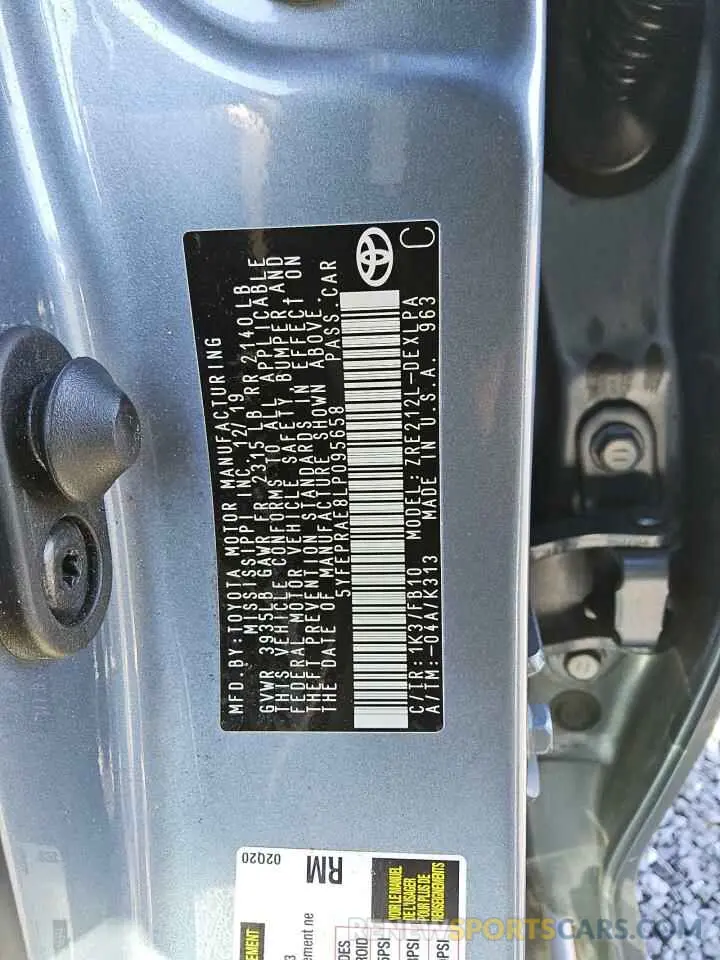 13 Photograph of a damaged car 5YFEPRAE8LP095658 TOYOTA COROLLA 2020
