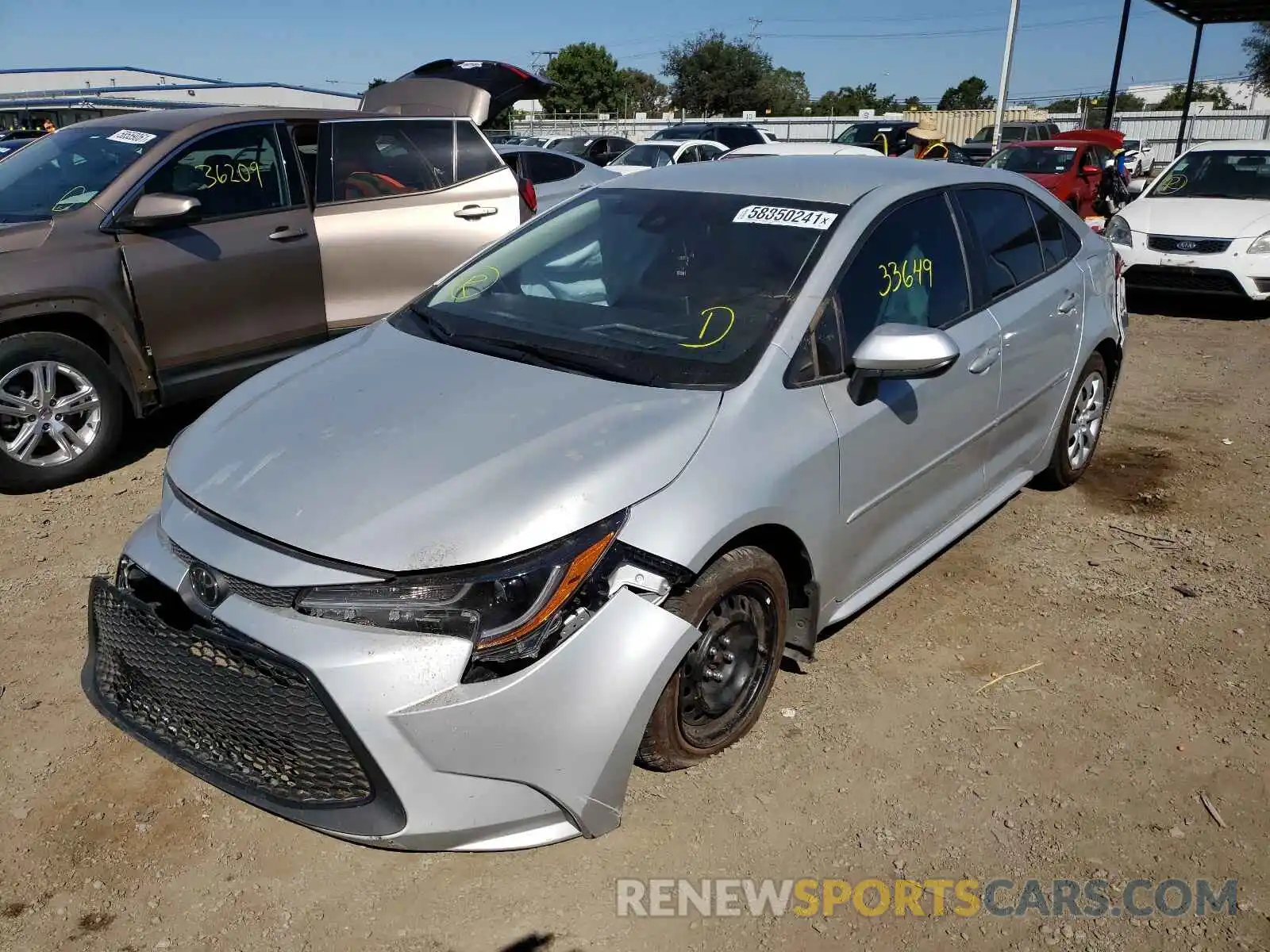 2 Photograph of a damaged car 5YFEPRAE8LP142865 TOYOTA COROLLA 2020