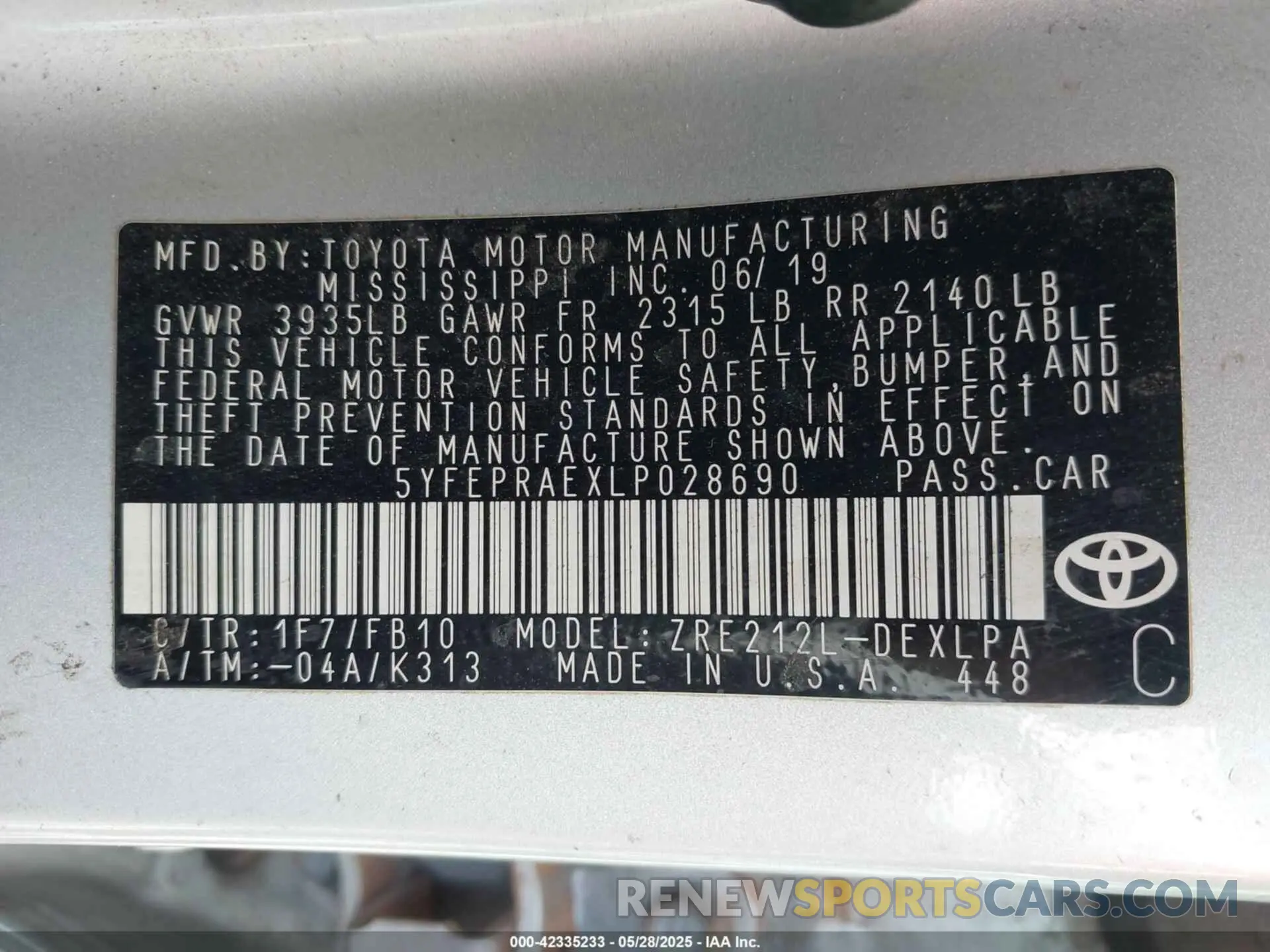 9 Photograph of a damaged car 5YFEPRAEXLP028690 TOYOTA COROLLA 2020
