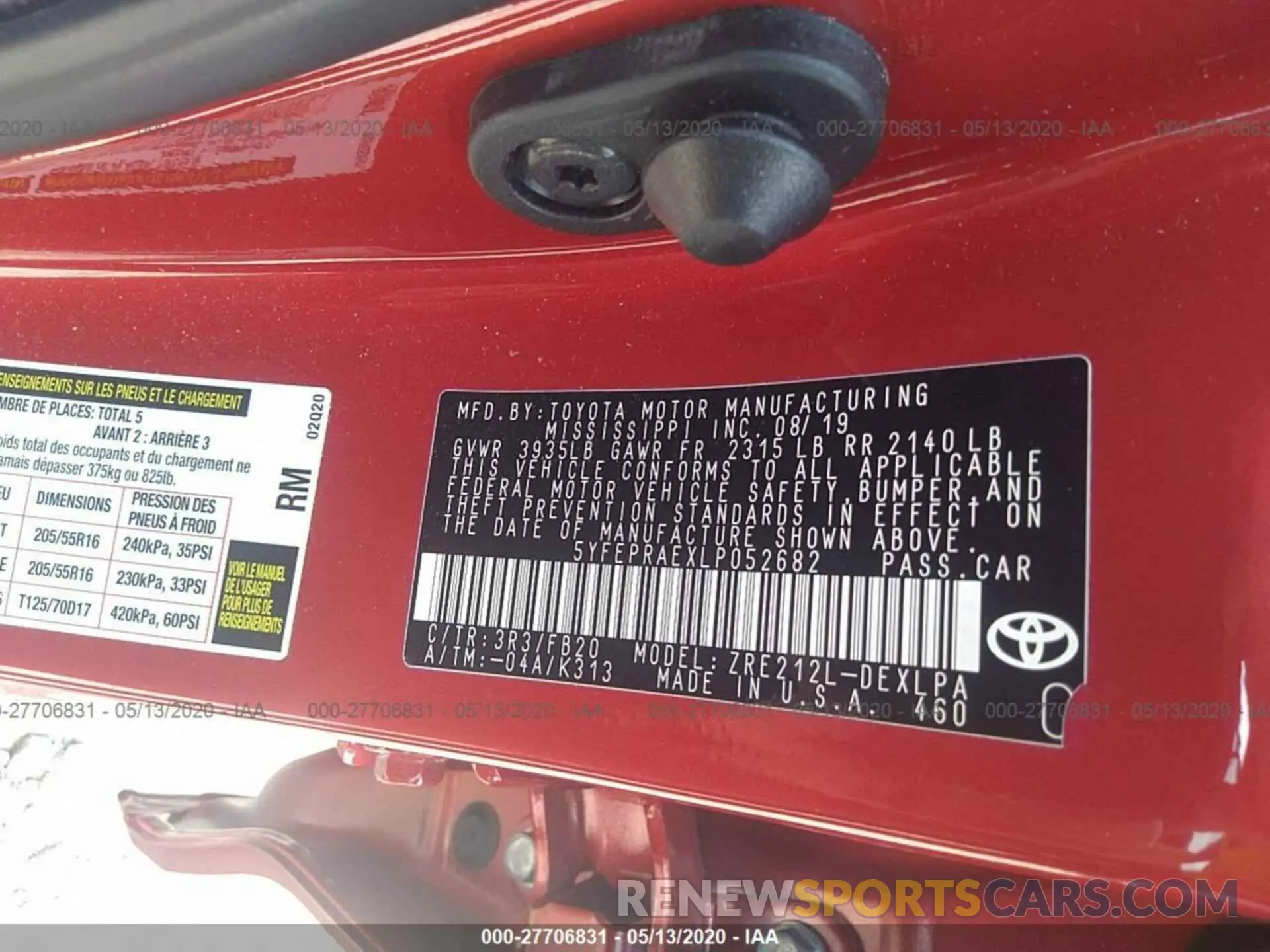 9 Photograph of a damaged car 5YFEPRAEXLP052682 TOYOTA COROLLA 2020