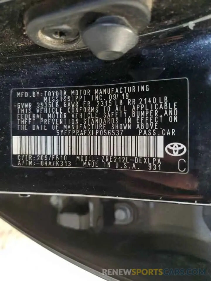 12 Photograph of a damaged car 5YFEPRAEXLP056537 TOYOTA COROLLA 2020