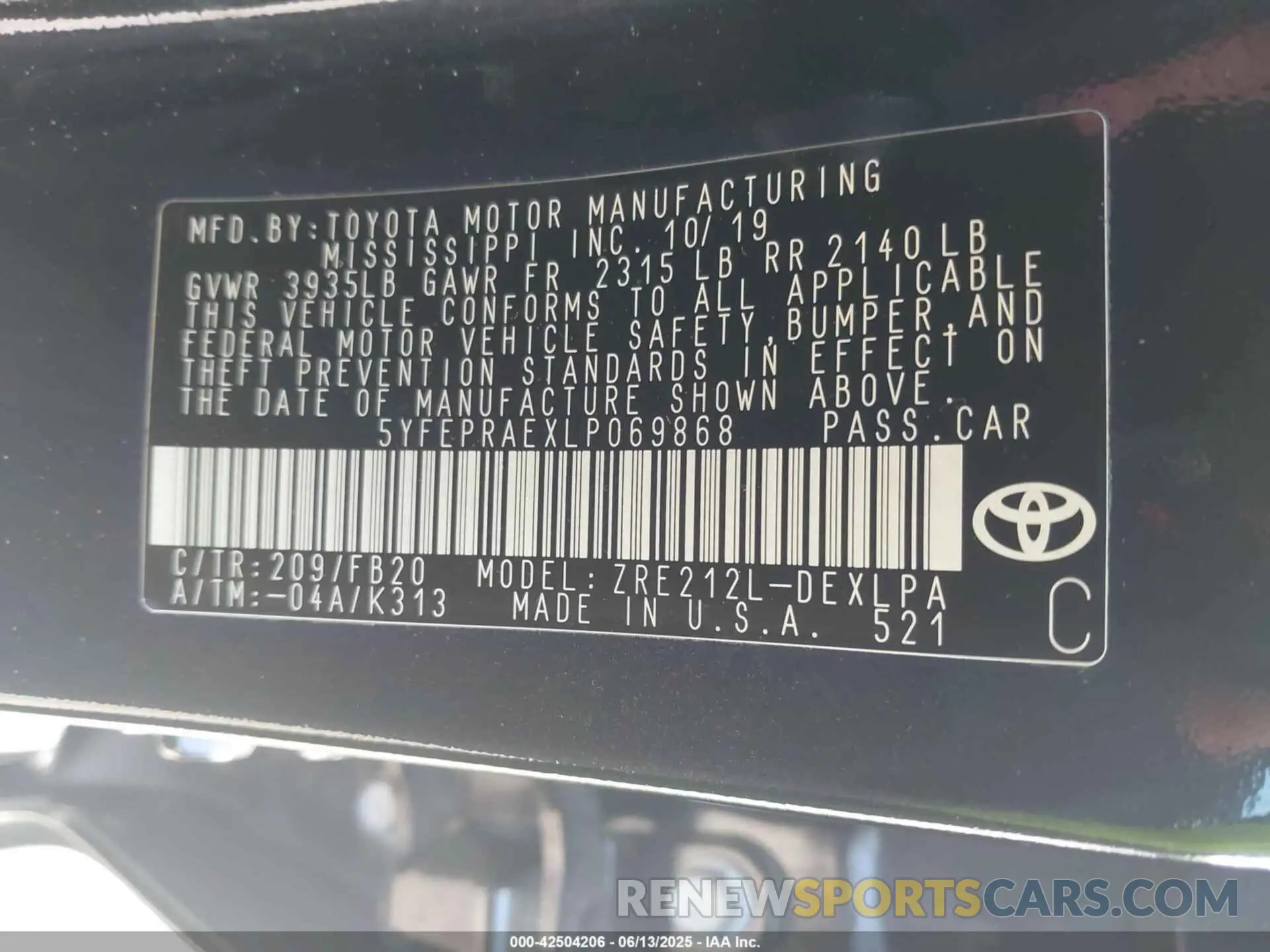 9 Photograph of a damaged car 5YFEPRAEXLP069868 TOYOTA COROLLA 2020
