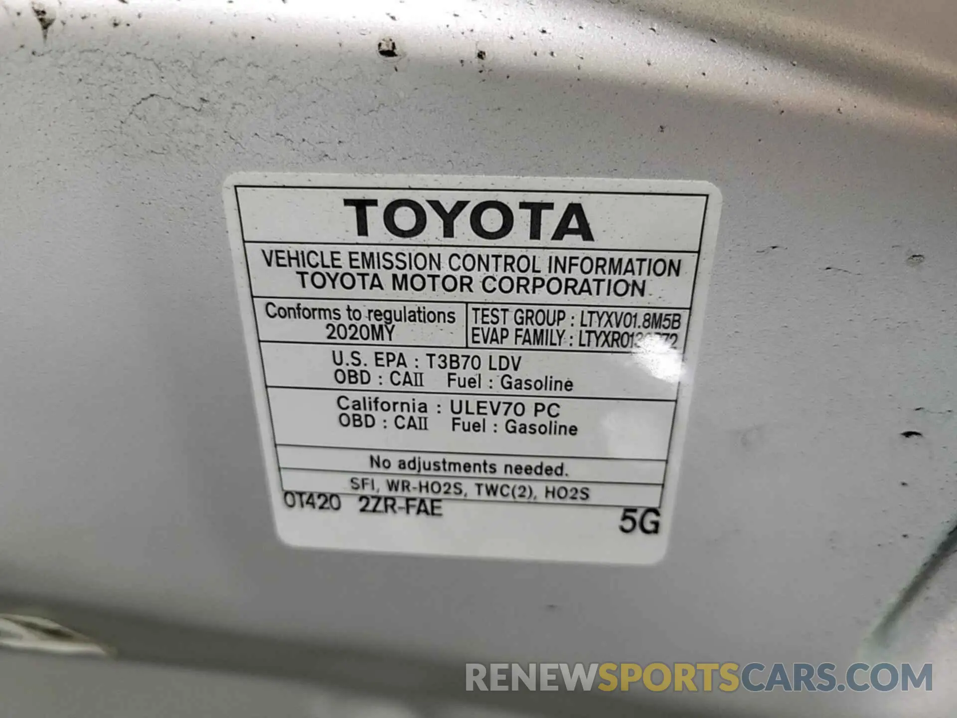 20 Photograph of a damaged car 5YFEPRAEXLP086007 TOYOTA COROLLA 2020