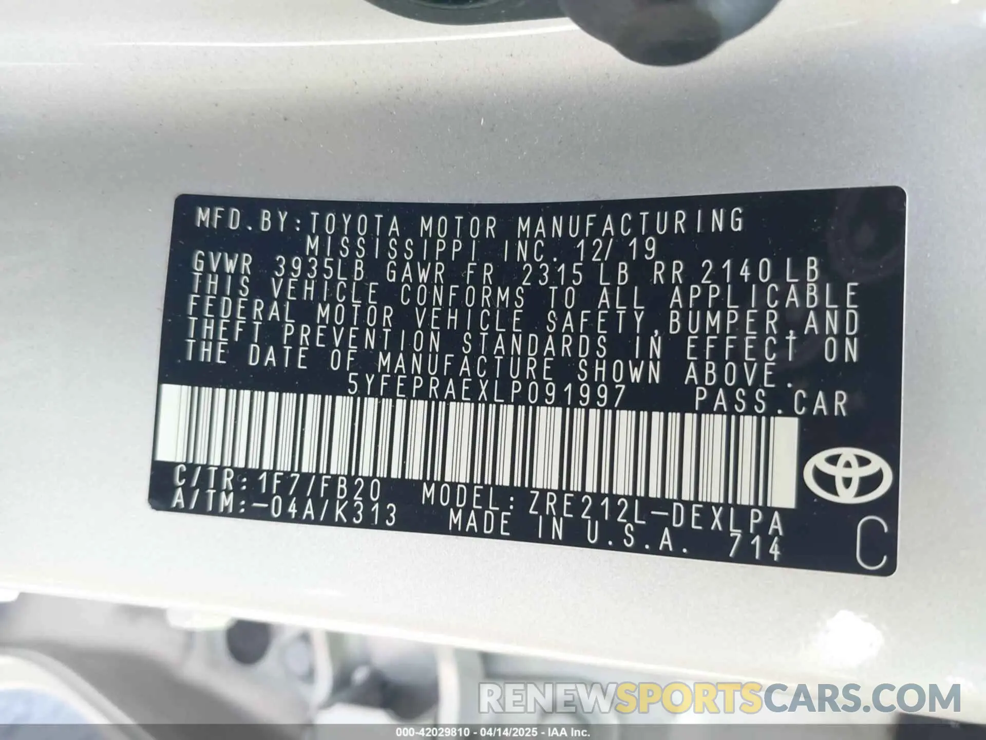 9 Photograph of a damaged car 5YFEPRAEXLP091997 TOYOTA COROLLA 2020