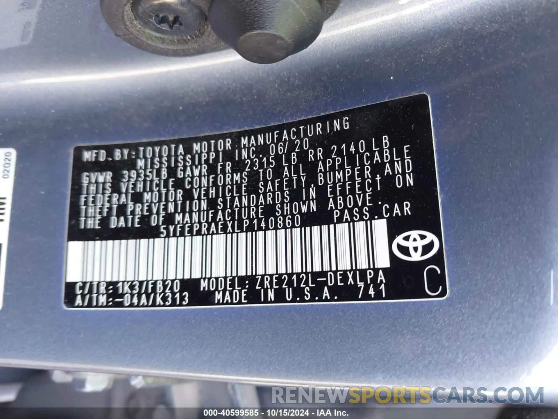 9 Photograph of a damaged car 5YFEPRAEXLP140860 TOYOTA COROLLA 2020