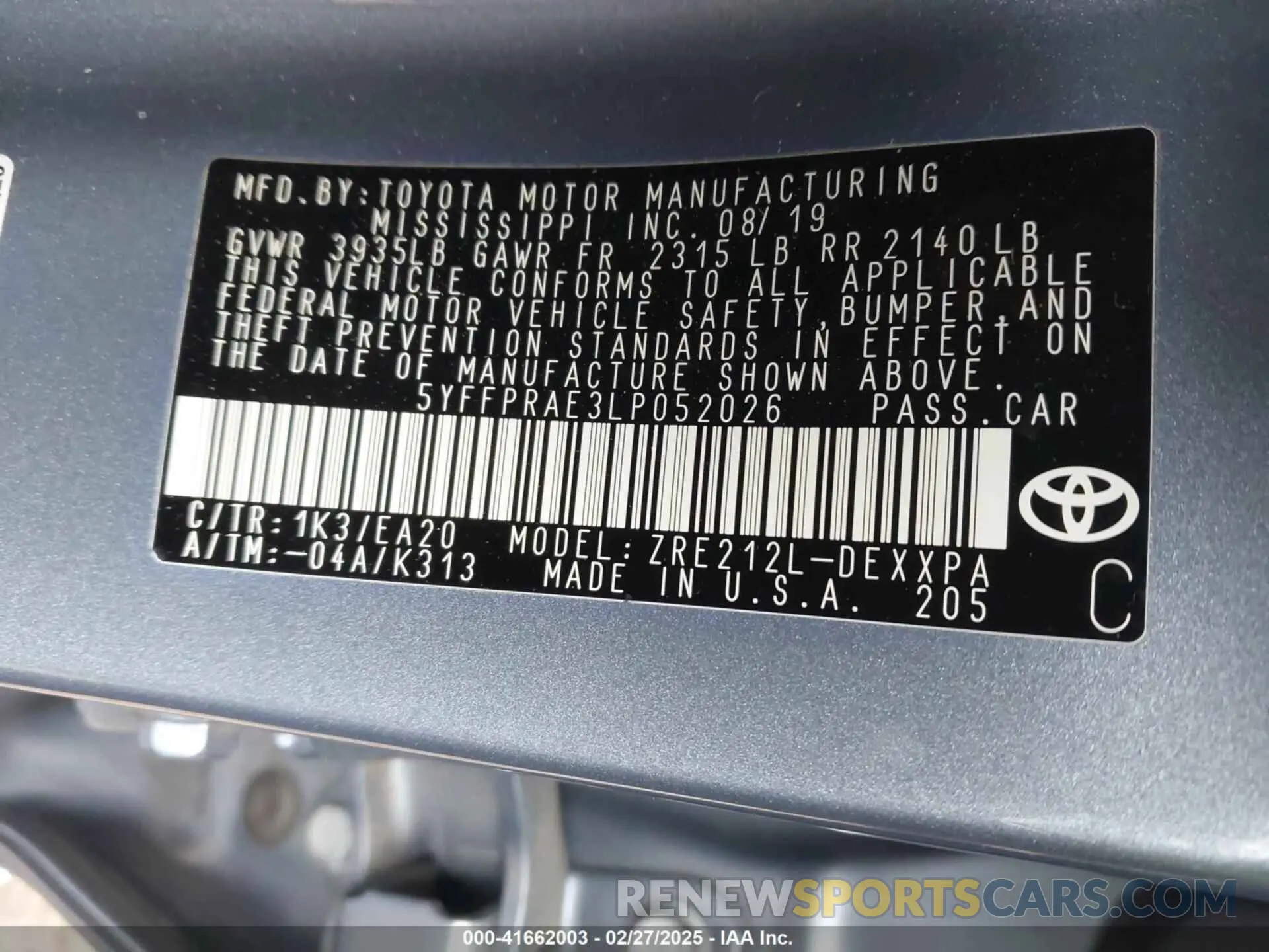 9 Photograph of a damaged car 5YFFPRAE3LP052026 TOYOTA COROLLA 2020