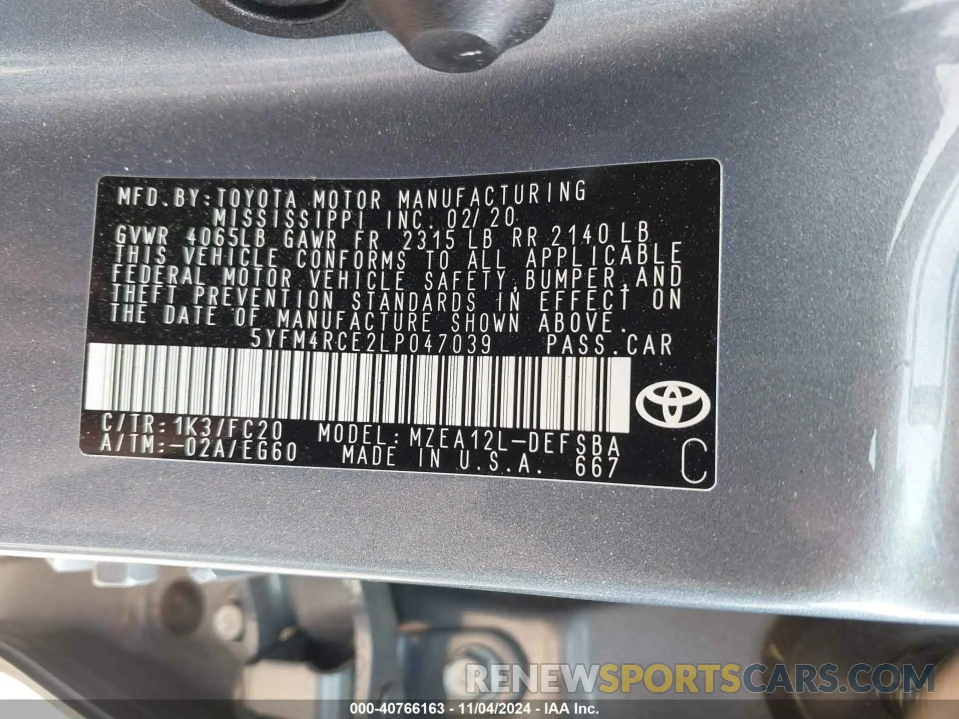 9 Photograph of a damaged car 5YFM4RCE2LP047039 TOYOTA COROLLA 2020