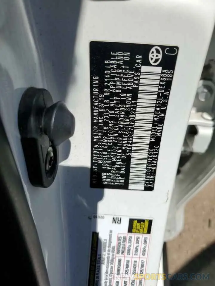 12 Photograph of a damaged car 5YFP4RCE7LP002711 TOYOTA COROLLA 2020
