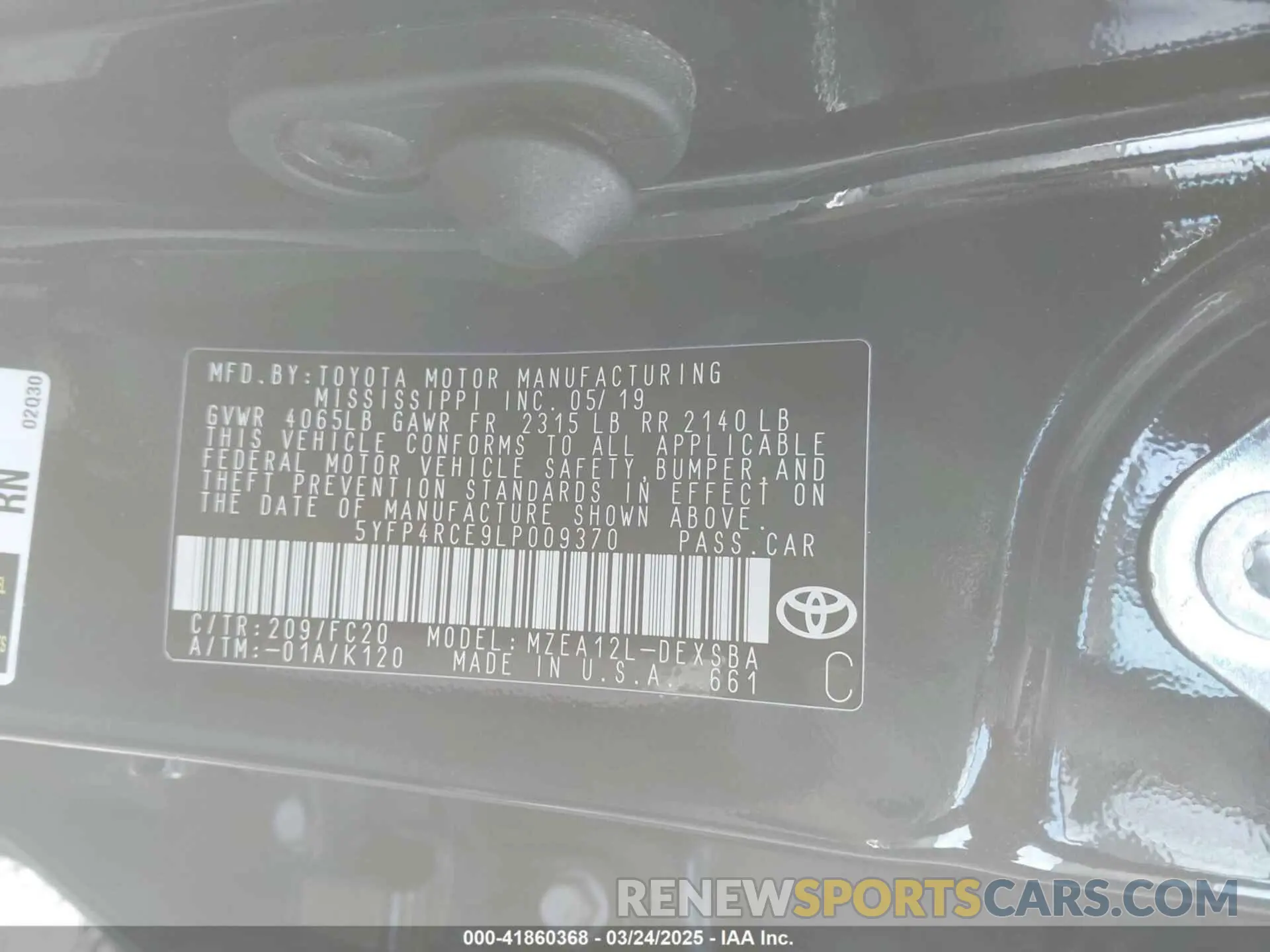 9 Photograph of a damaged car 5YFP4RCE9LP009370 TOYOTA COROLLA 2020