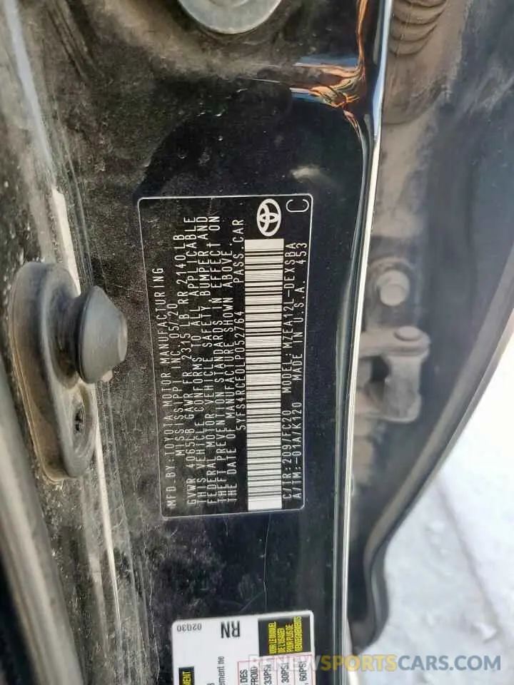 12 Photograph of a damaged car 5YFS4RCE0LP052764 TOYOTA COROLLA 2020