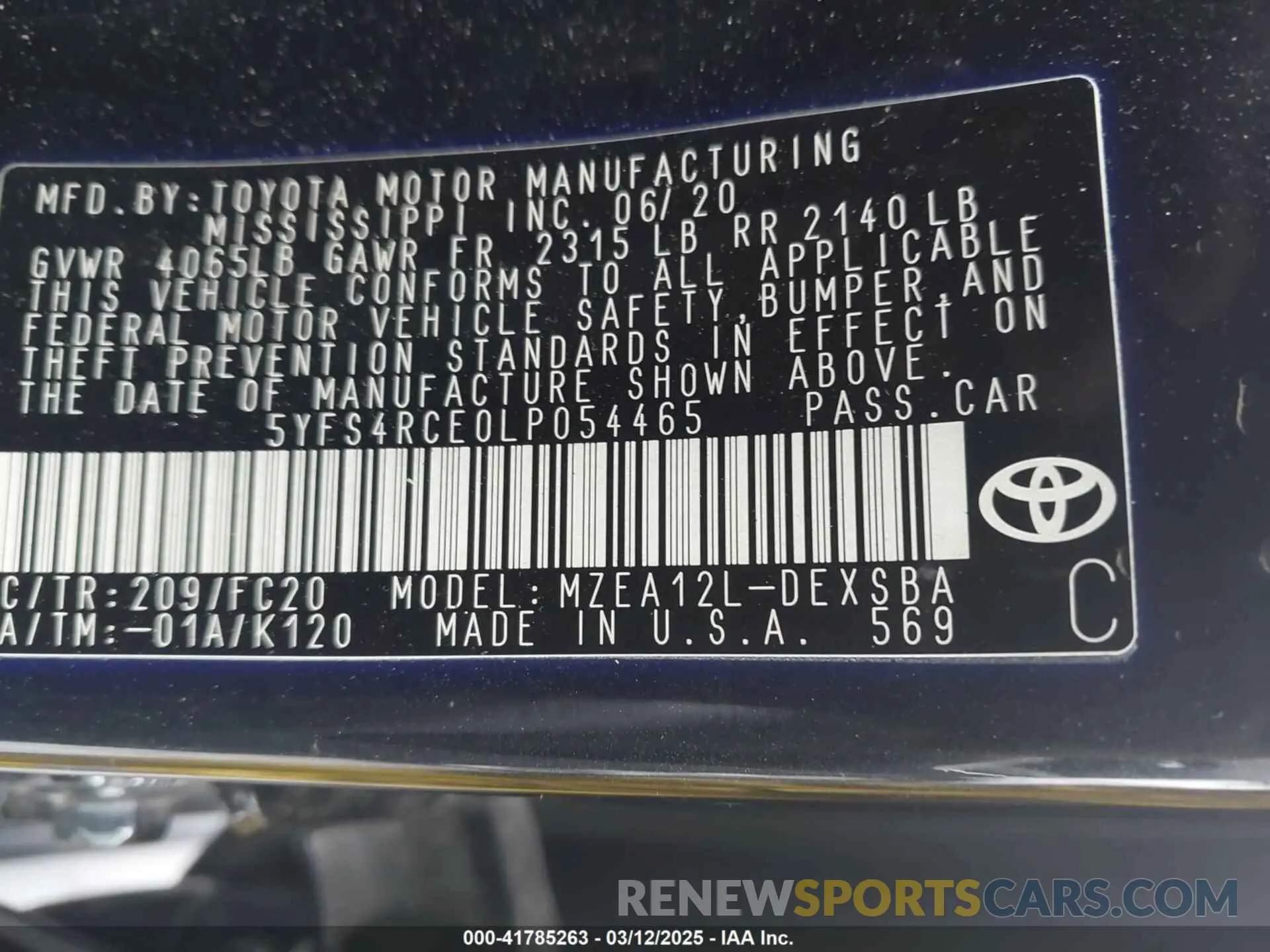 9 Photograph of a damaged car 5YFS4RCE0LP054465 TOYOTA COROLLA 2020