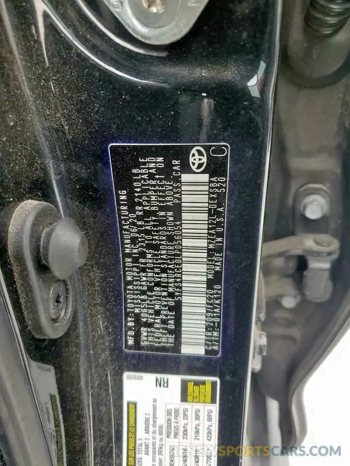 13 Photograph of a damaged car 5YFS4RCE0LP056054 TOYOTA COROLLA 2020