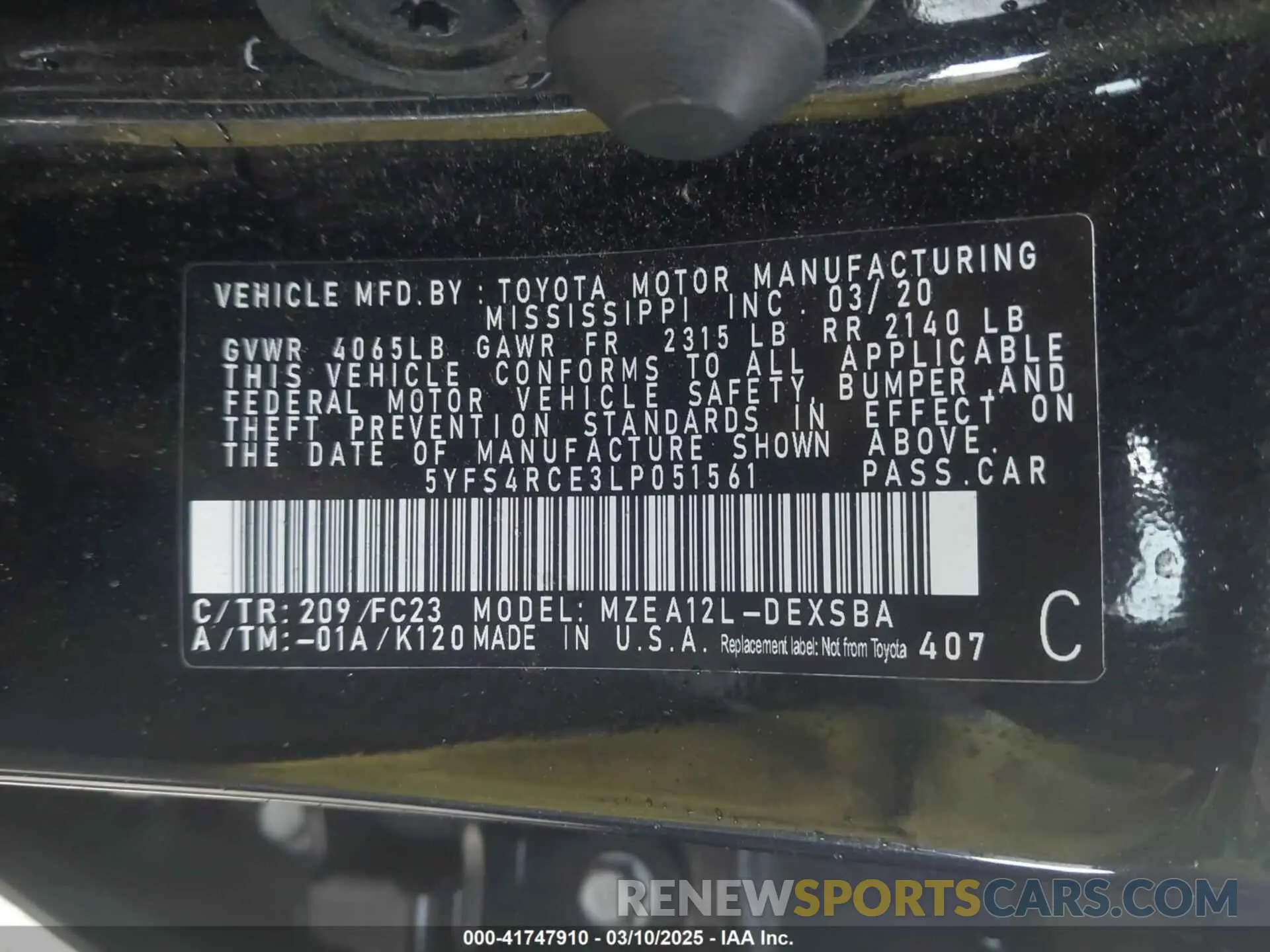 9 Photograph of a damaged car 5YFS4RCE3LP051561 TOYOTA COROLLA 2020