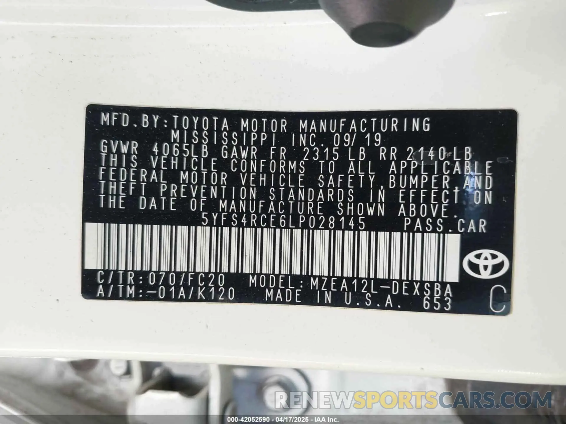 9 Photograph of a damaged car 5YFS4RCE6LP028145 TOYOTA COROLLA 2020