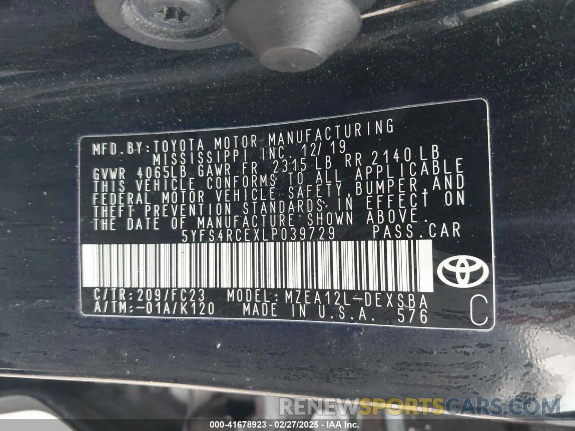 9 Photograph of a damaged car 5YFS4RCEXLP039729 TOYOTA COROLLA 2020