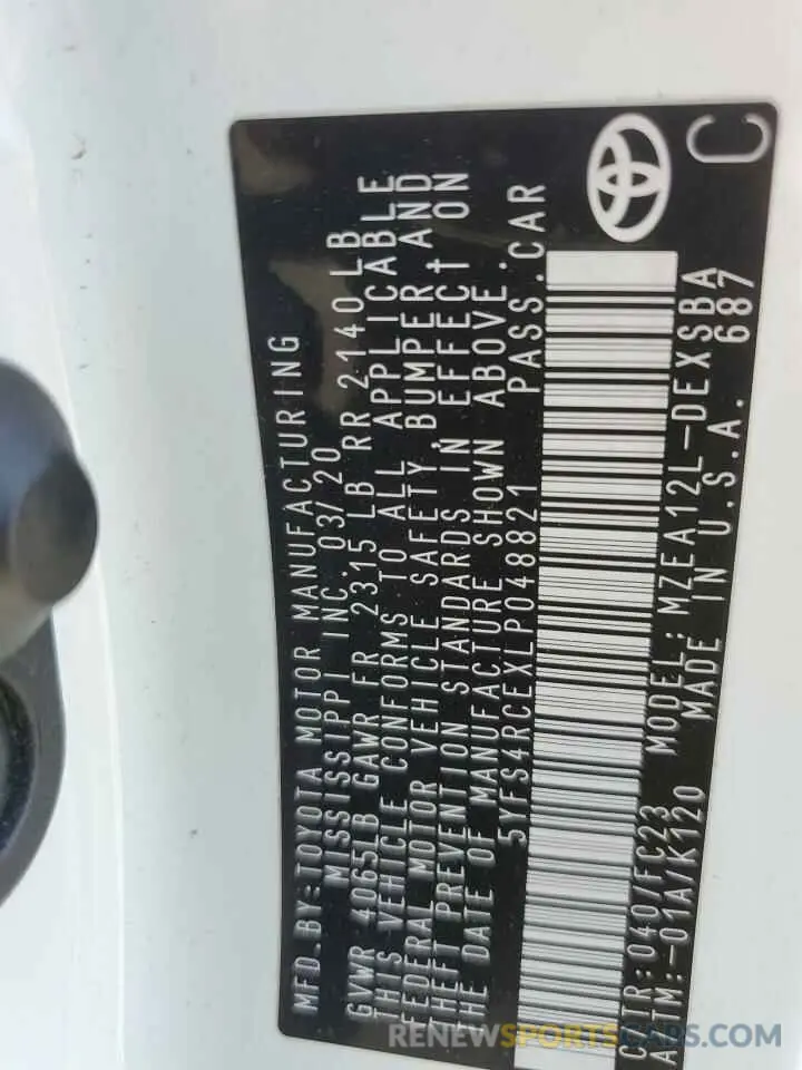15 Photograph of a damaged car 5YFS4RCEXLP048821 TOYOTA COROLLA 2020