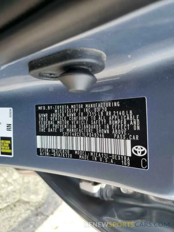 13 Photograph of a damaged car 5YFT4RCE1LP049246 TOYOTA COROLLA 2020