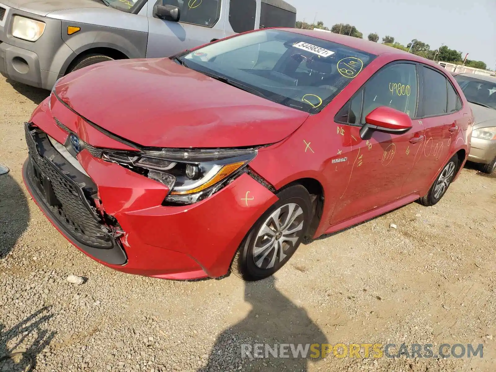 2 Photograph of a damaged car JTDEBRBE2LJ013134 TOYOTA COROLLA 2020