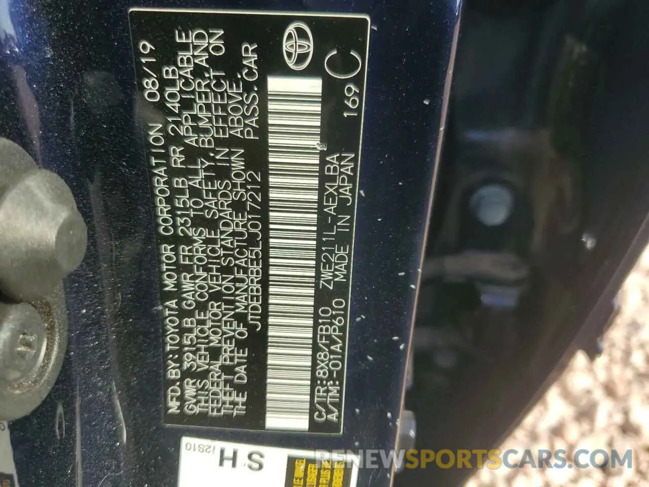 12 Photograph of a damaged car JTDEBRBE5LJ017212 TOYOTA COROLLA 2020