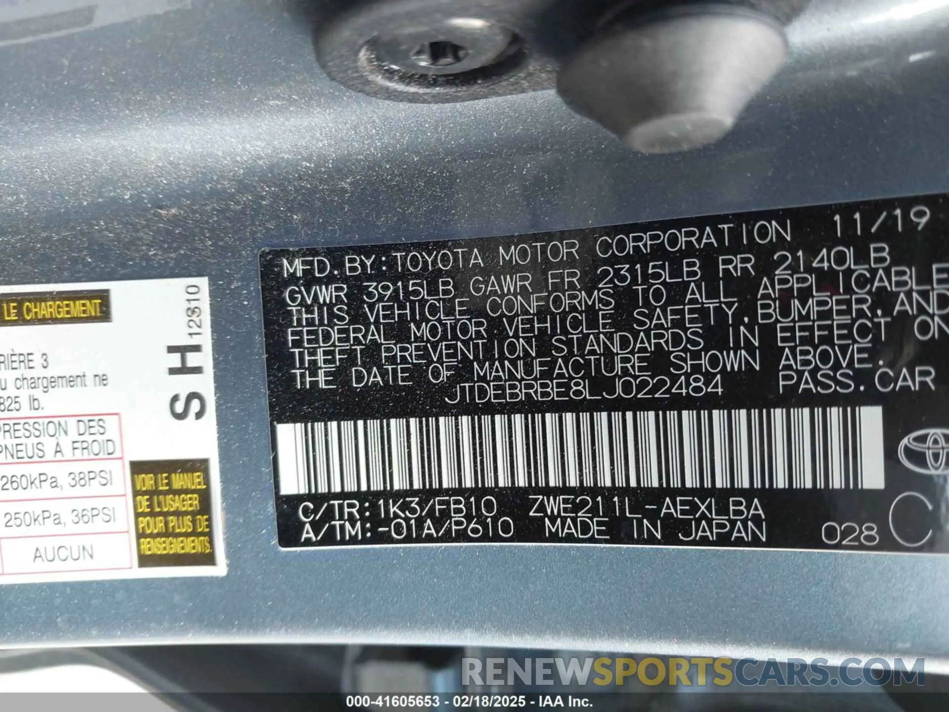 9 Photograph of a damaged car JTDEBRBE8LJ022484 TOYOTA COROLLA 2020
