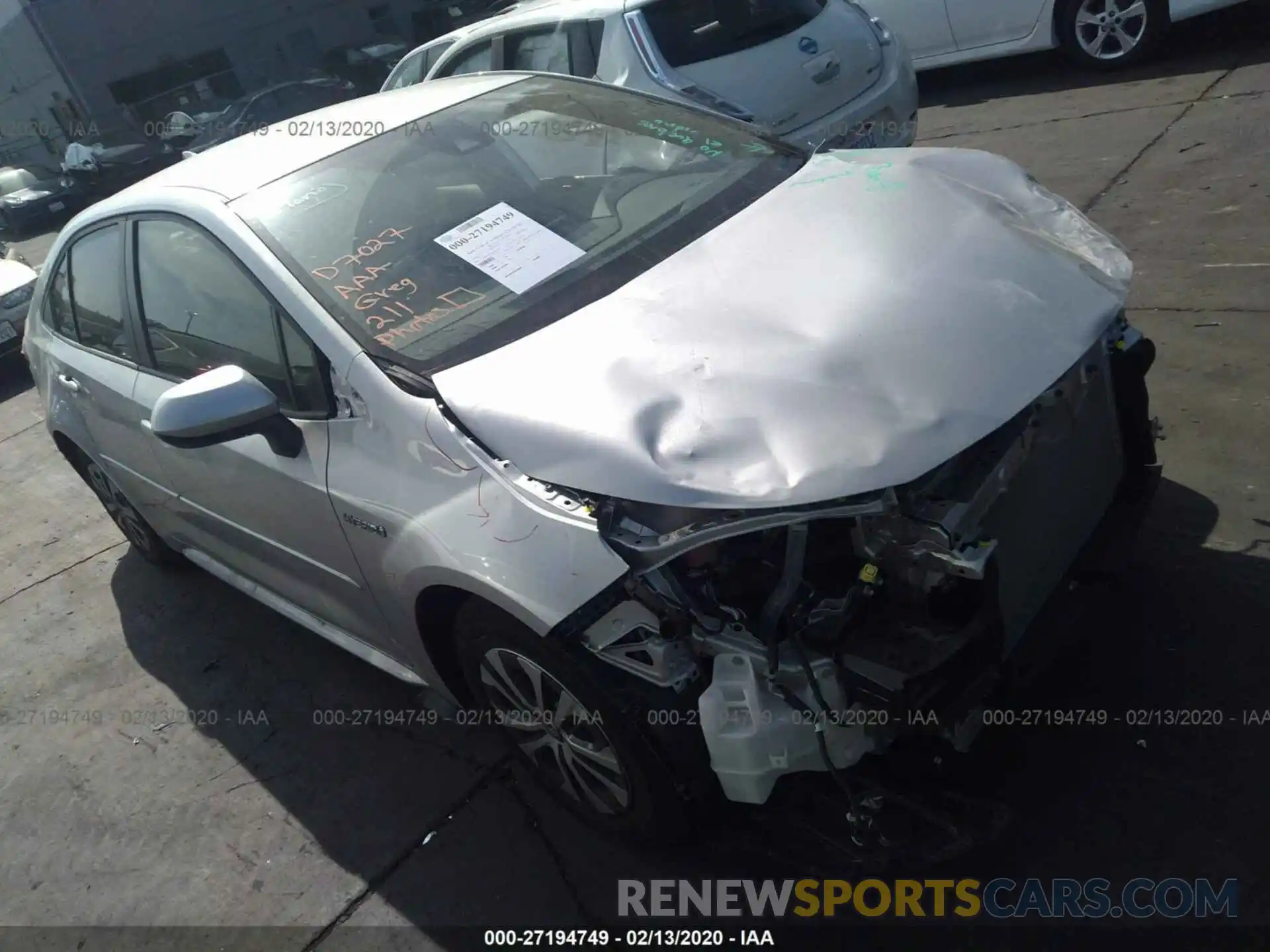 1 Photograph of a damaged car JTDEBRBEXLJ012104 TOYOTA COROLLA 2020