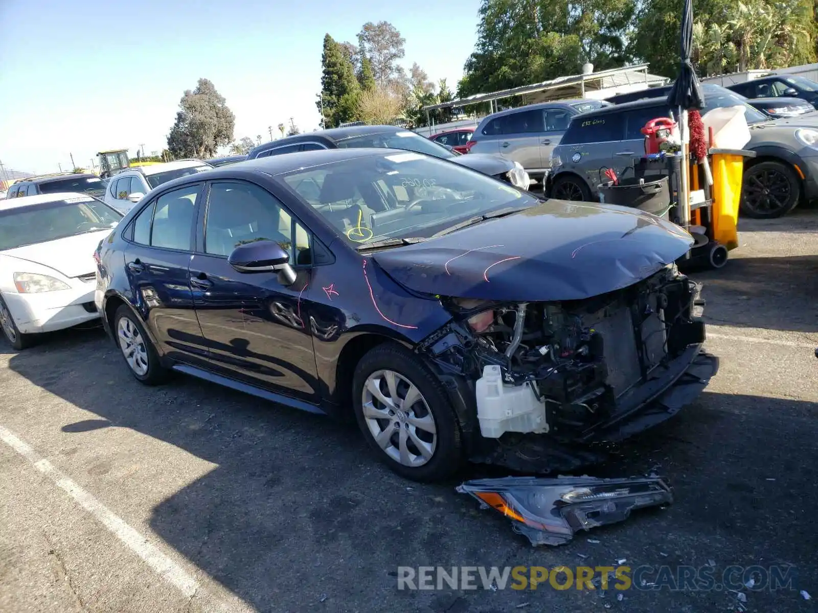 1 Photograph of a damaged car JTDEPRAE0LJ012924 TOYOTA COROLLA 2020