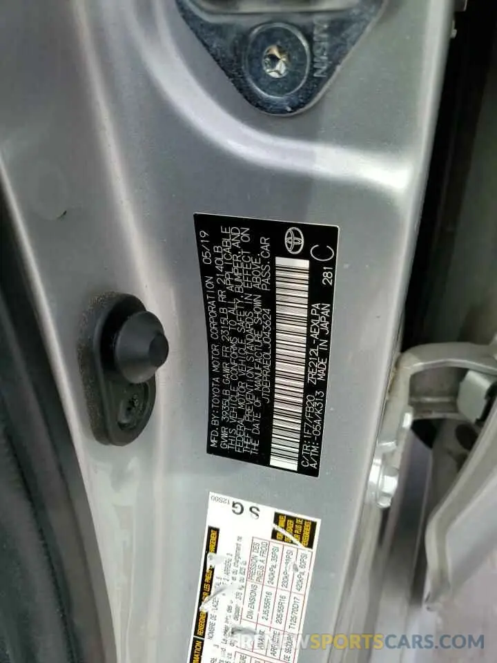 12 Photograph of a damaged car JTDEPRAE0LJ043624 TOYOTA COROLLA 2020