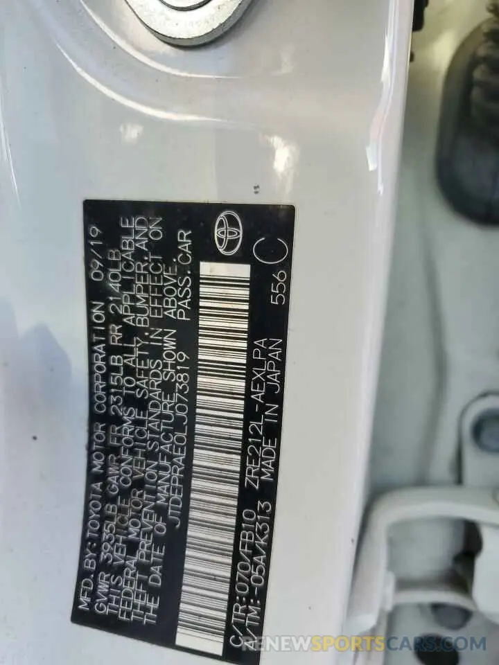 13 Photograph of a damaged car JTDEPRAE0LJ073819 TOYOTA COROLLA 2020