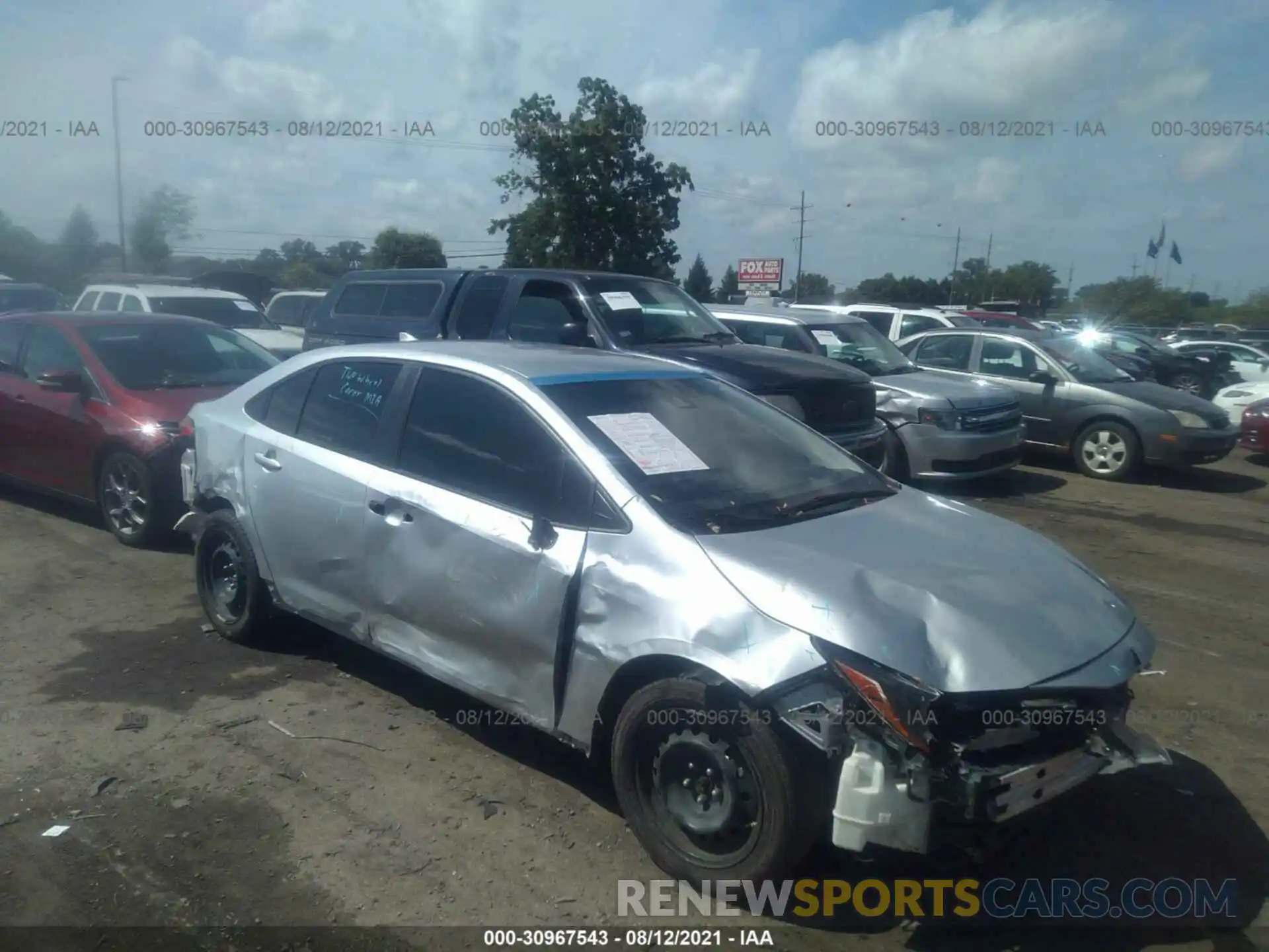 1 Photograph of a damaged car JTDEPRAE1LJ030672 TOYOTA COROLLA 2020