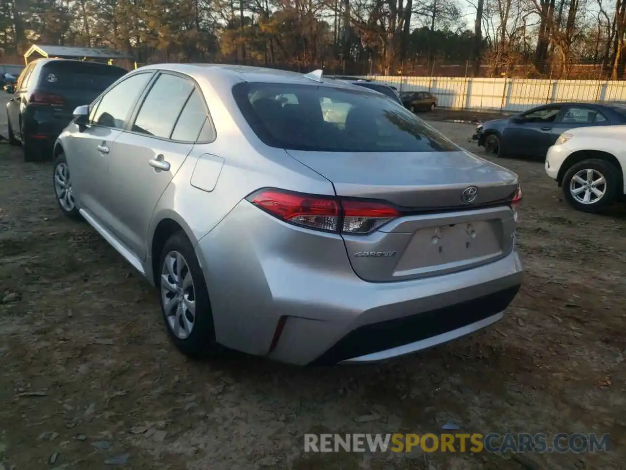 3 Photograph of a damaged car JTDEPRAE2LJ019423 TOYOTA COROLLA 2020