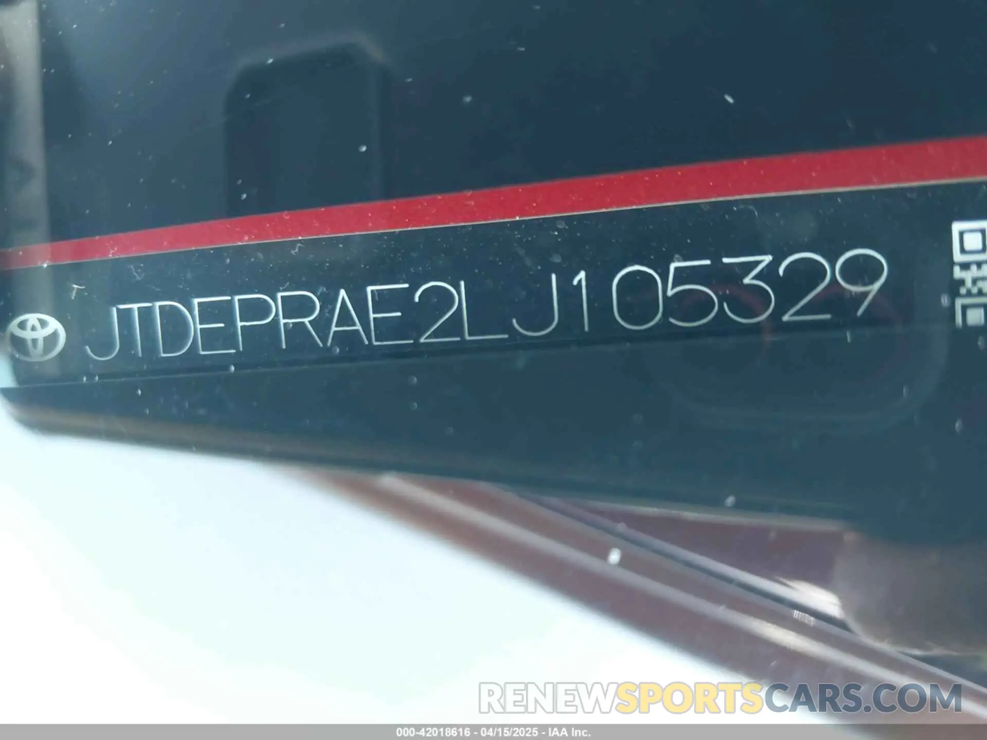 9 Photograph of a damaged car JTDEPRAE2LJ105329 TOYOTA COROLLA 2020