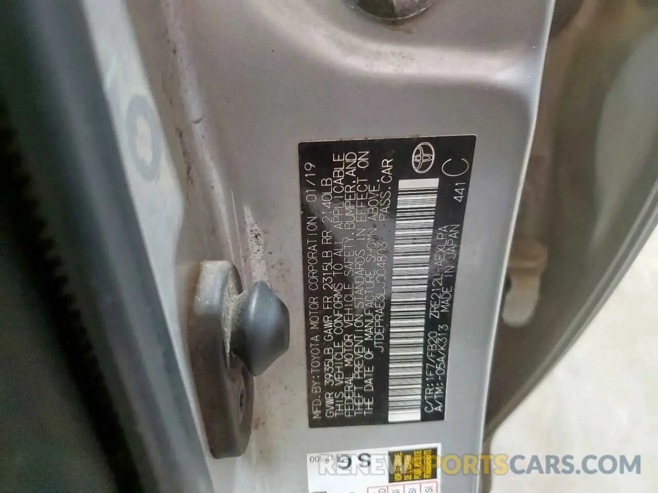 12 Photograph of a damaged car JTDEPRAE3LJ004803 TOYOTA COROLLA 2020