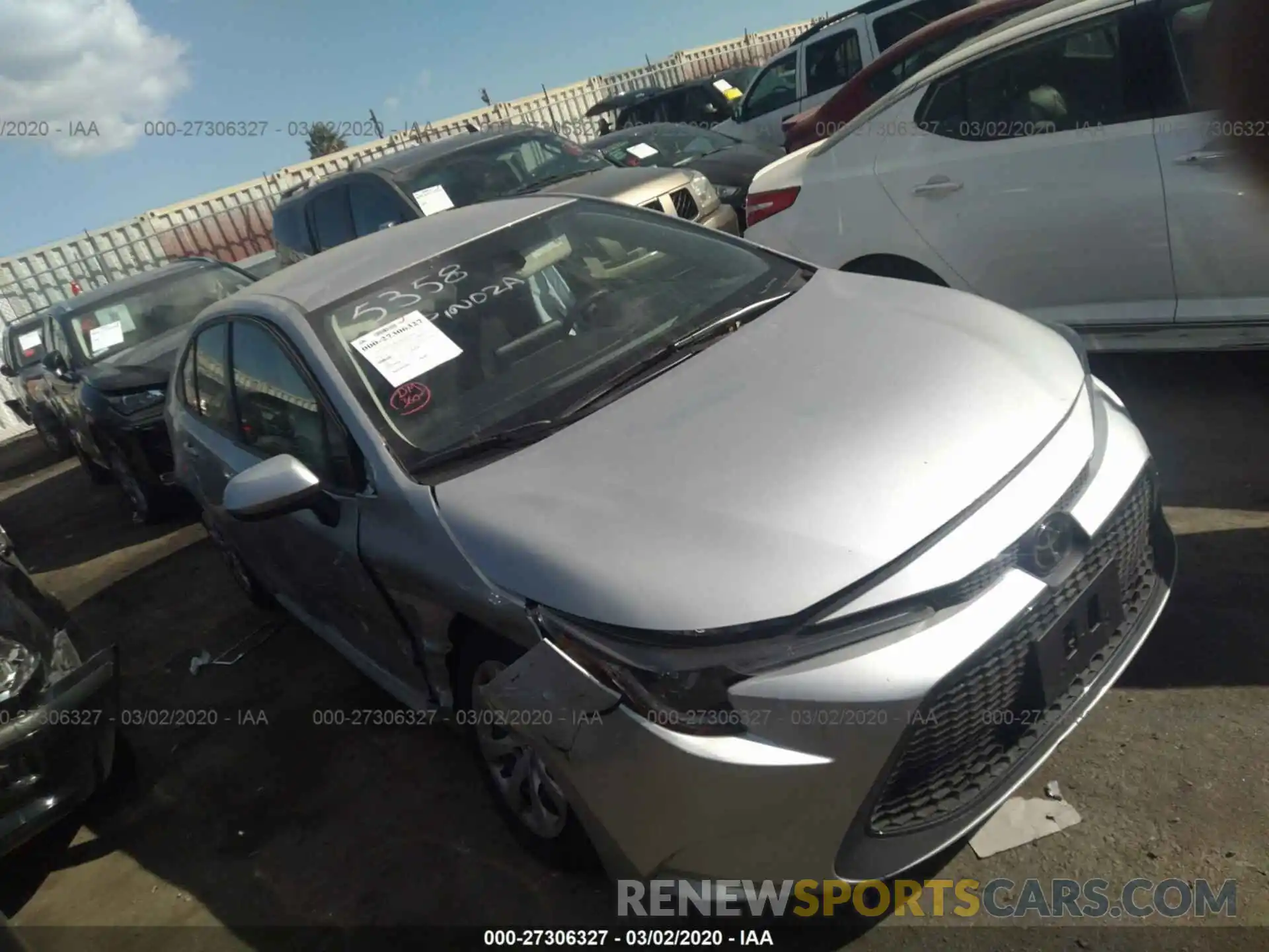 1 Photograph of a damaged car JTDEPRAE3LJ011282 TOYOTA COROLLA 2020