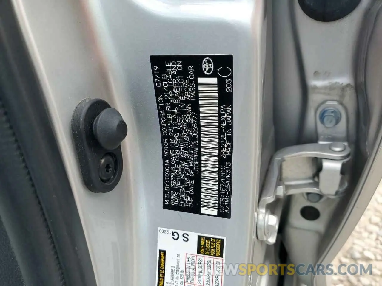 13 Photograph of a damaged car JTDEPRAE3LJ065777 TOYOTA COROLLA 2020