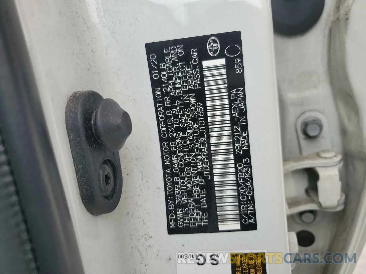 12 Photograph of a damaged car JTDEPRAE3LJ101659 TOYOTA COROLLA 2020