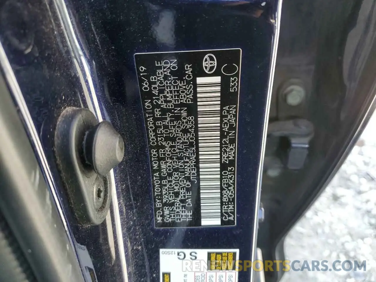 14 Photograph of a damaged car JTDEPRAE5LJ054358 TOYOTA COROLLA 2020