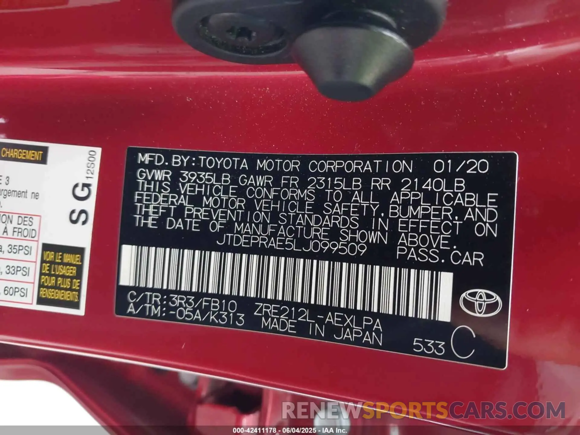 9 Photograph of a damaged car JTDEPRAE5LJ099509 TOYOTA COROLLA 2020