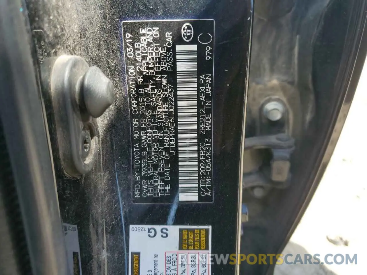 12 Photograph of a damaged car JTDEPRAE6LJ022437 TOYOTA COROLLA 2020