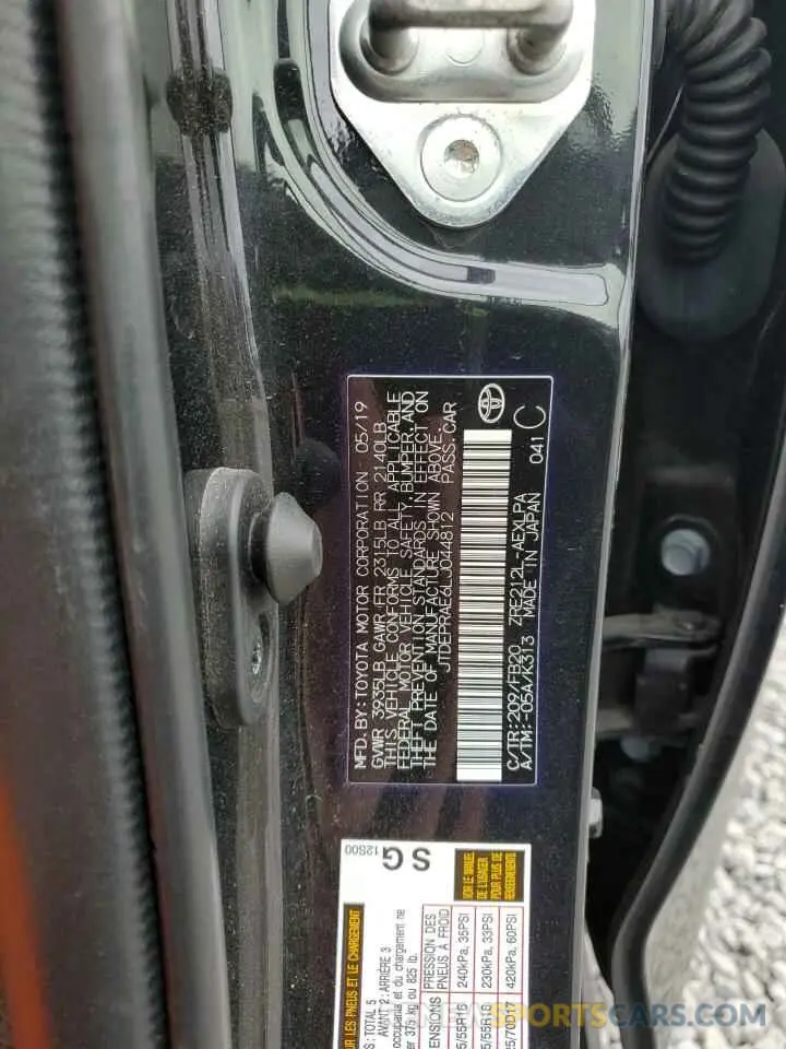 12 Photograph of a damaged car JTDEPRAE6LJ044812 TOYOTA COROLLA 2020