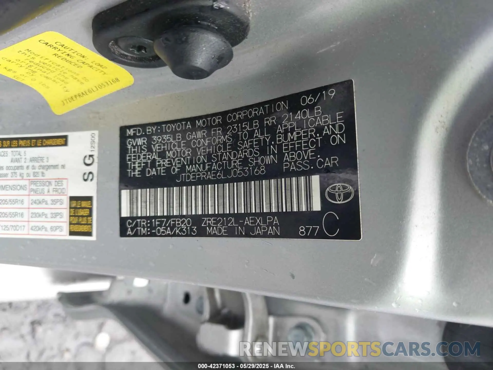 9 Photograph of a damaged car JTDEPRAE6LJ053168 TOYOTA COROLLA 2020