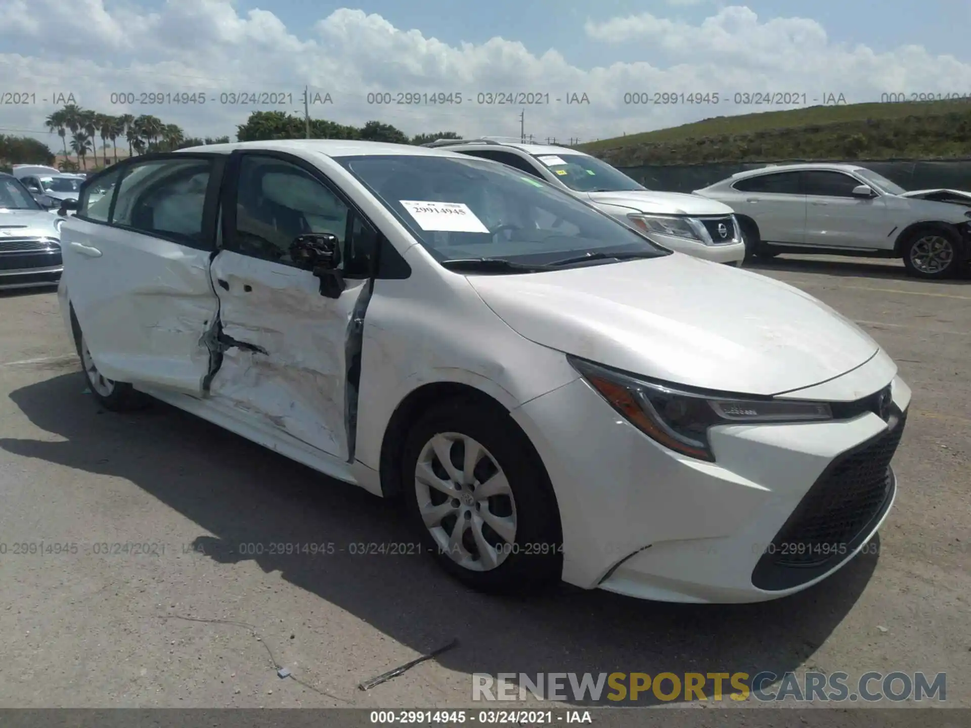 1 Photograph of a damaged car JTDEPRAE6LJ058516 TOYOTA COROLLA 2020