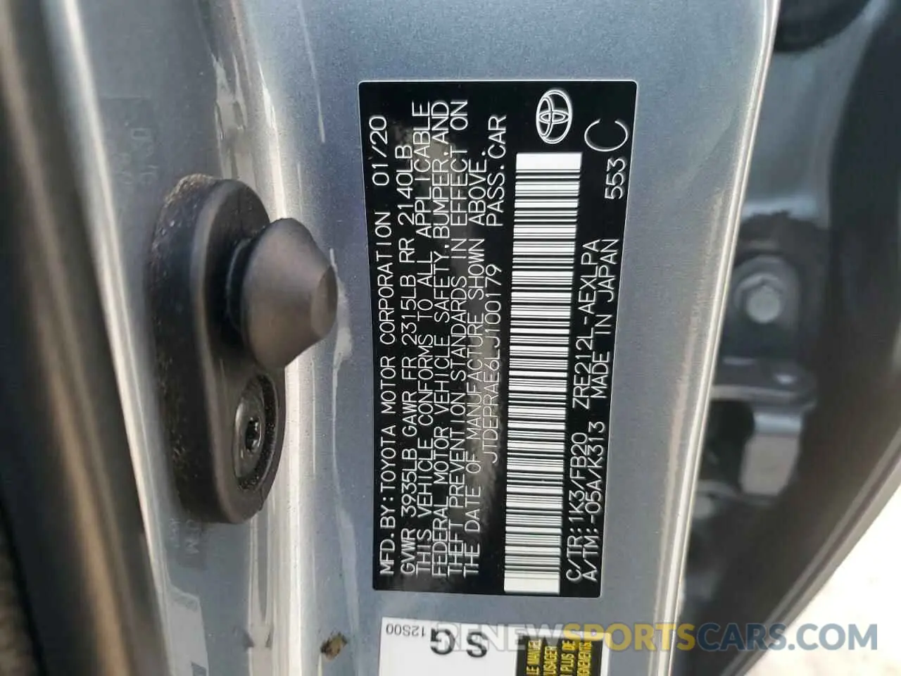 13 Photograph of a damaged car JTDEPRAE6LJ100179 TOYOTA COROLLA 2020