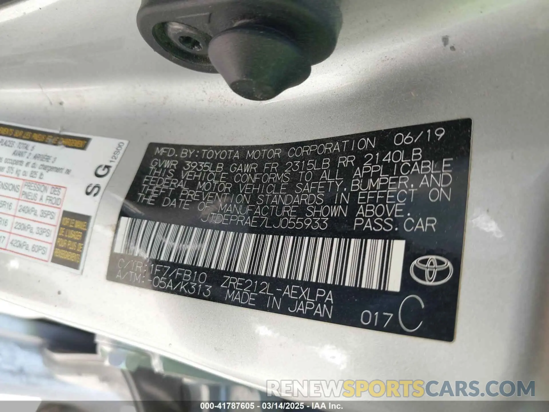 9 Photograph of a damaged car JTDEPRAE7LJ055933 TOYOTA COROLLA 2020