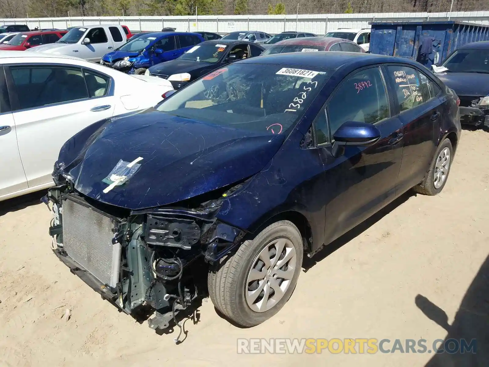 2 Photograph of a damaged car JTDEPRAE8LJ002304 TOYOTA COROLLA 2020