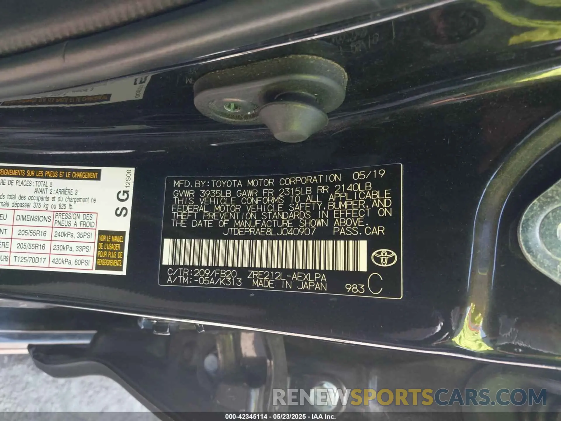 9 Photograph of a damaged car JTDEPRAE8LJ040907 TOYOTA COROLLA 2020