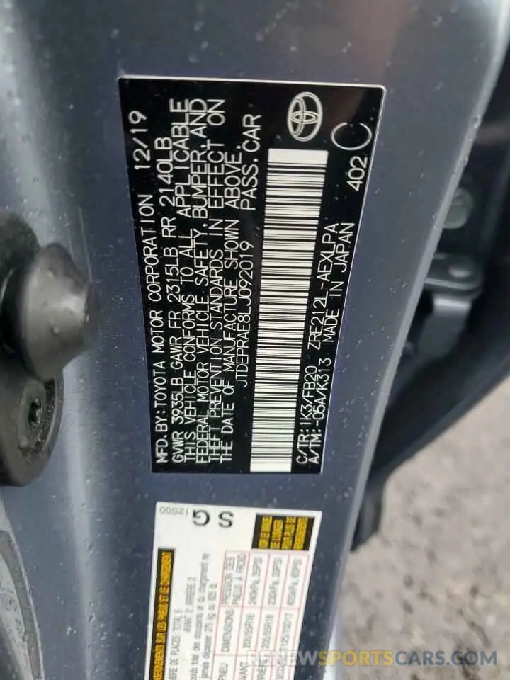 12 Photograph of a damaged car JTDEPRAE8LJ092019 TOYOTA COROLLA 2020