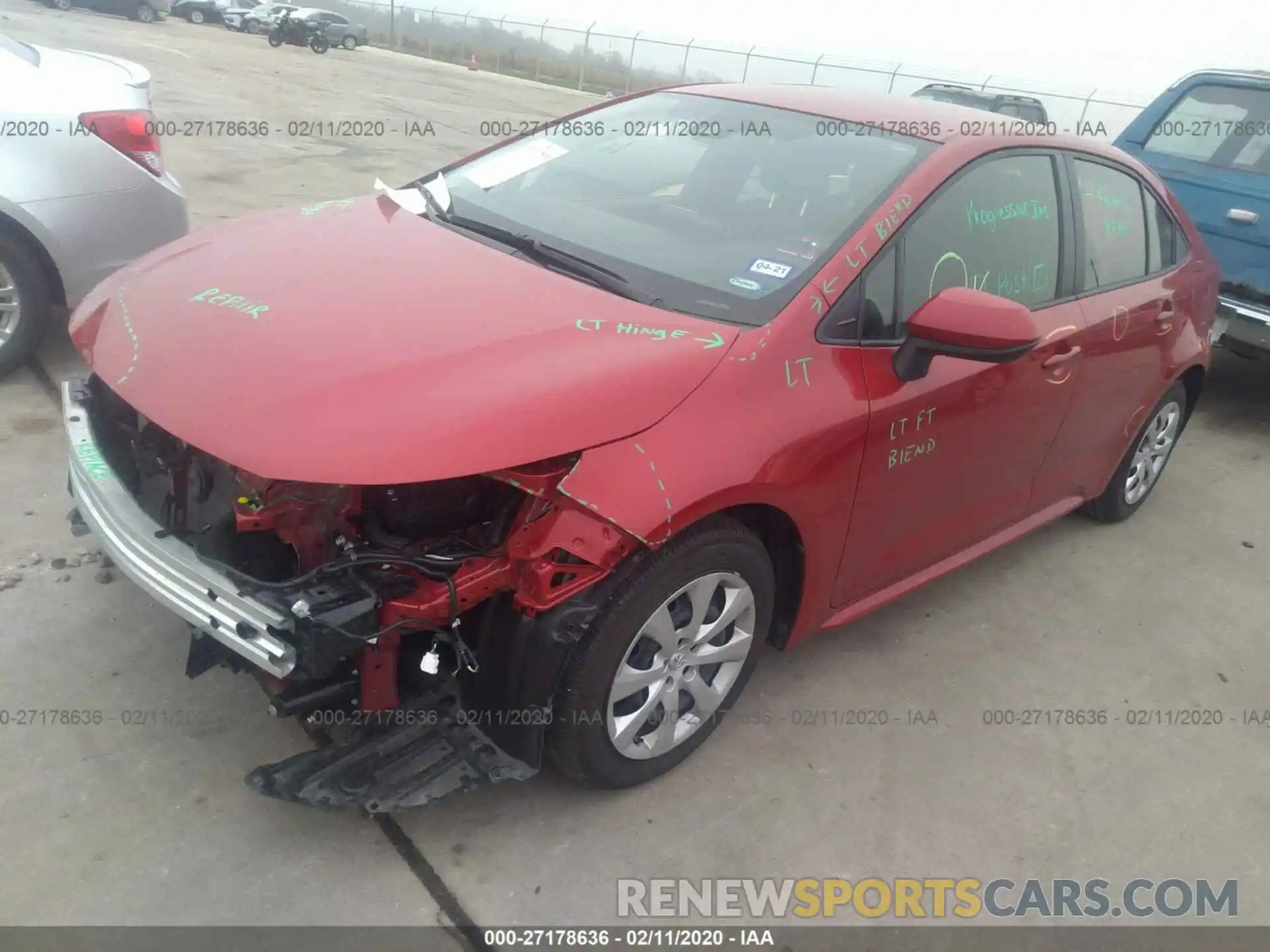 2 Photograph of a damaged car JTDEPRAE9LJ016471 TOYOTA COROLLA 2020