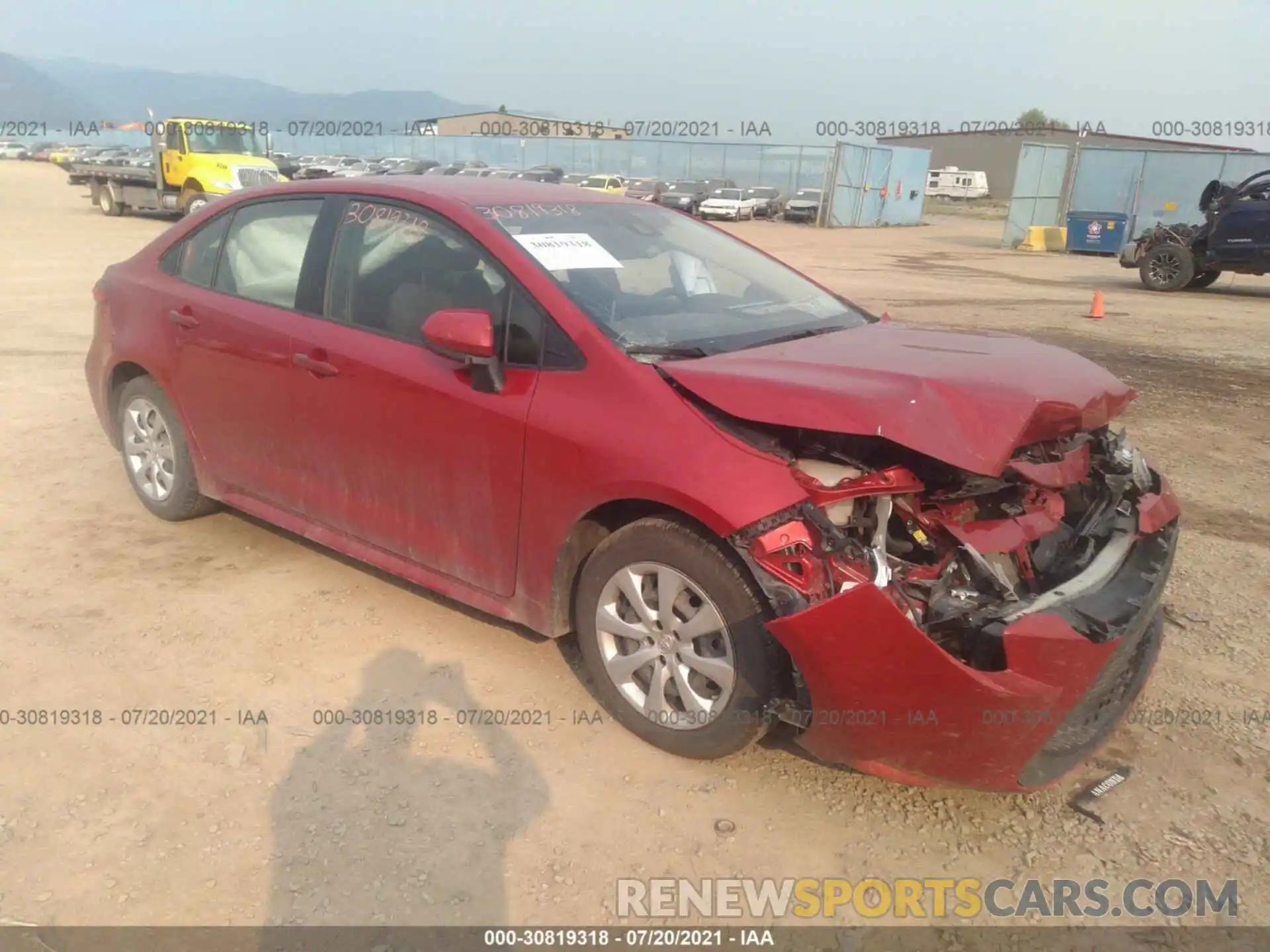 1 Photograph of a damaged car JTDEPRAE9LJ028619 TOYOTA COROLLA 2020