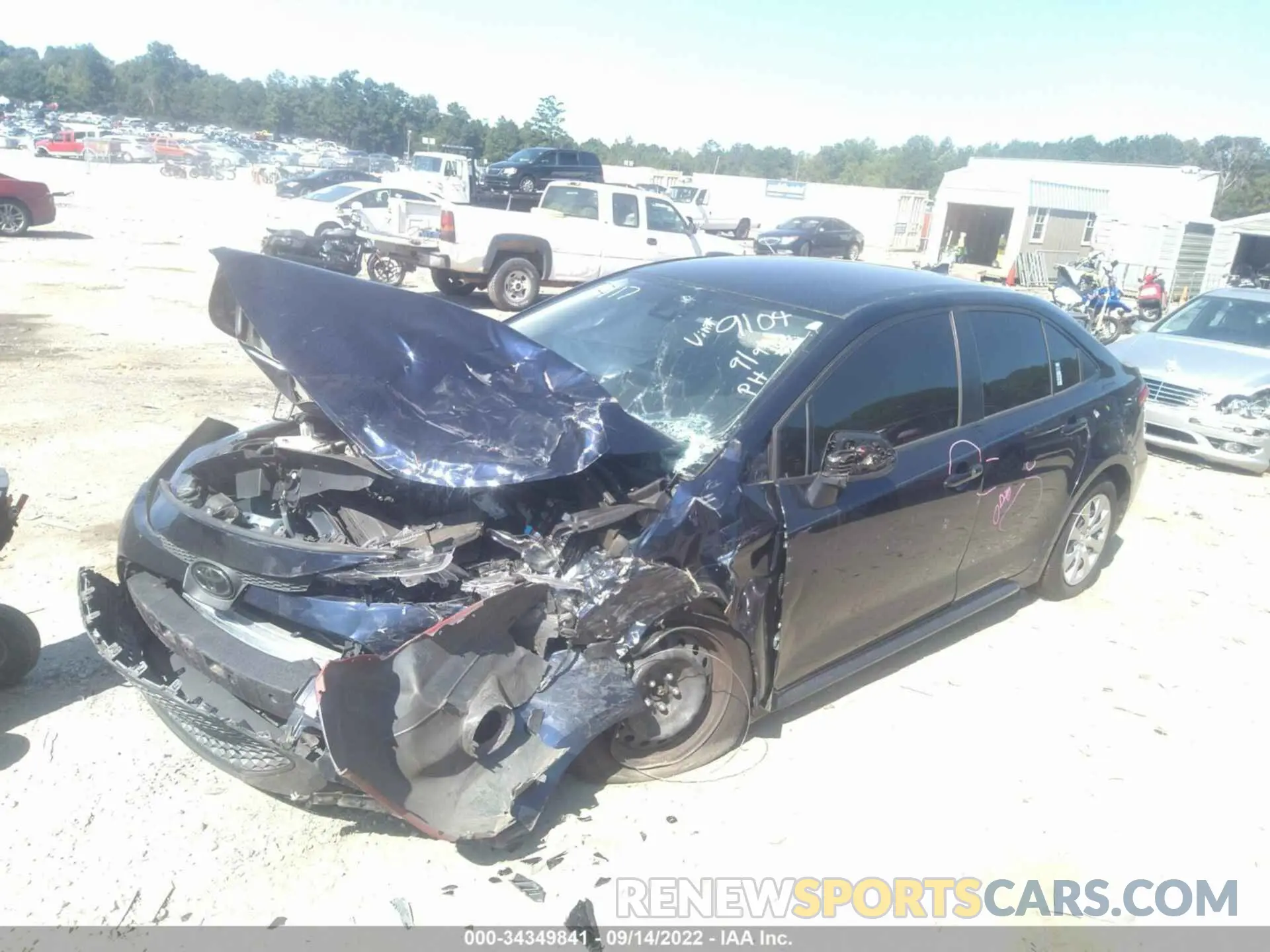 2 Photograph of a damaged car JTDEPRAE9LJ109104 TOYOTA COROLLA 2020